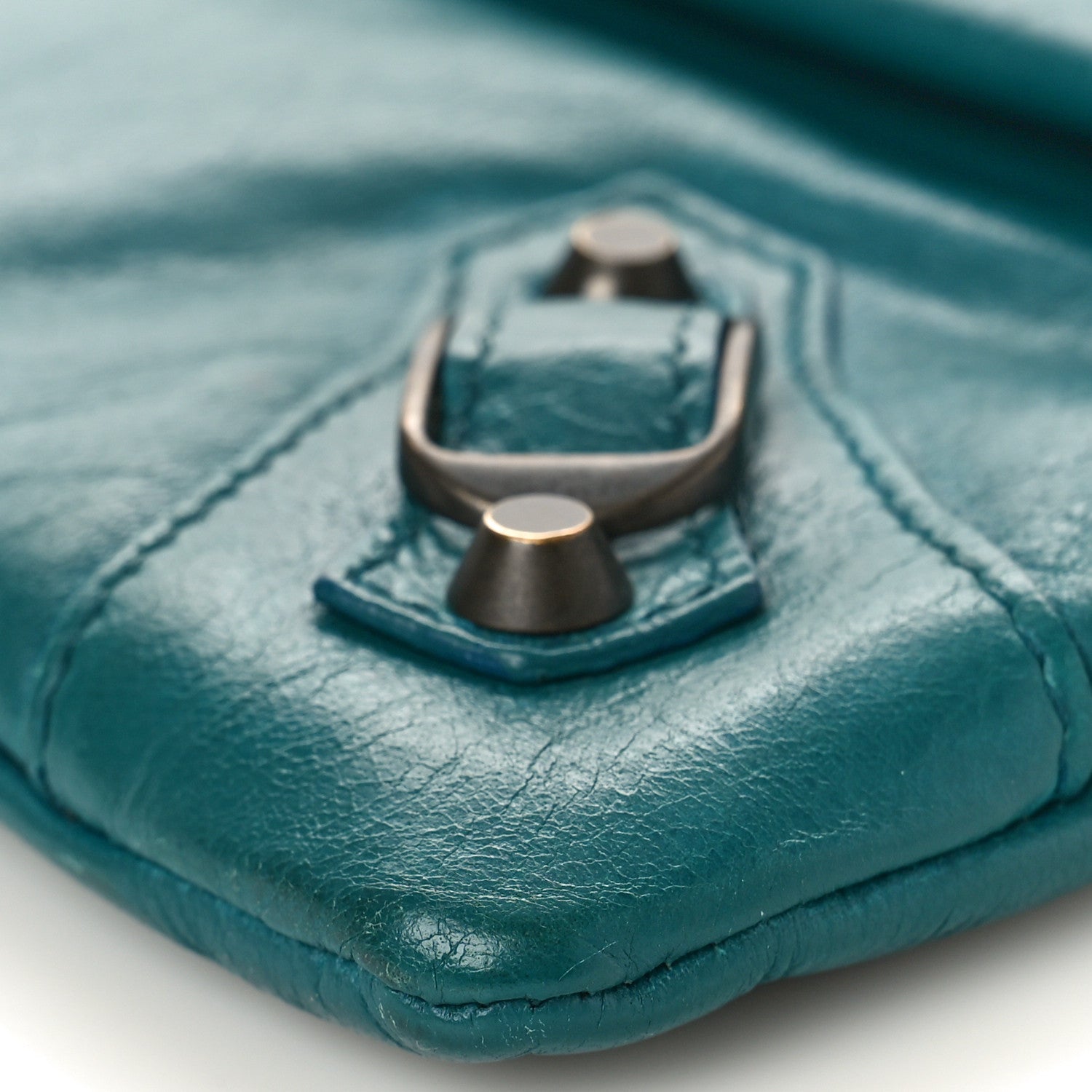 Balenciaga Agneau Giant 12 Rose Gold Hardware Envelope Clutch Turquoise 9 of 9
