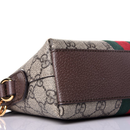 Gucci GG Supreme Monogram Textured Dollar Calfskin Web Small Ophidia Dome Shoulder Bag Beige Ebony New Acero 9 of 11