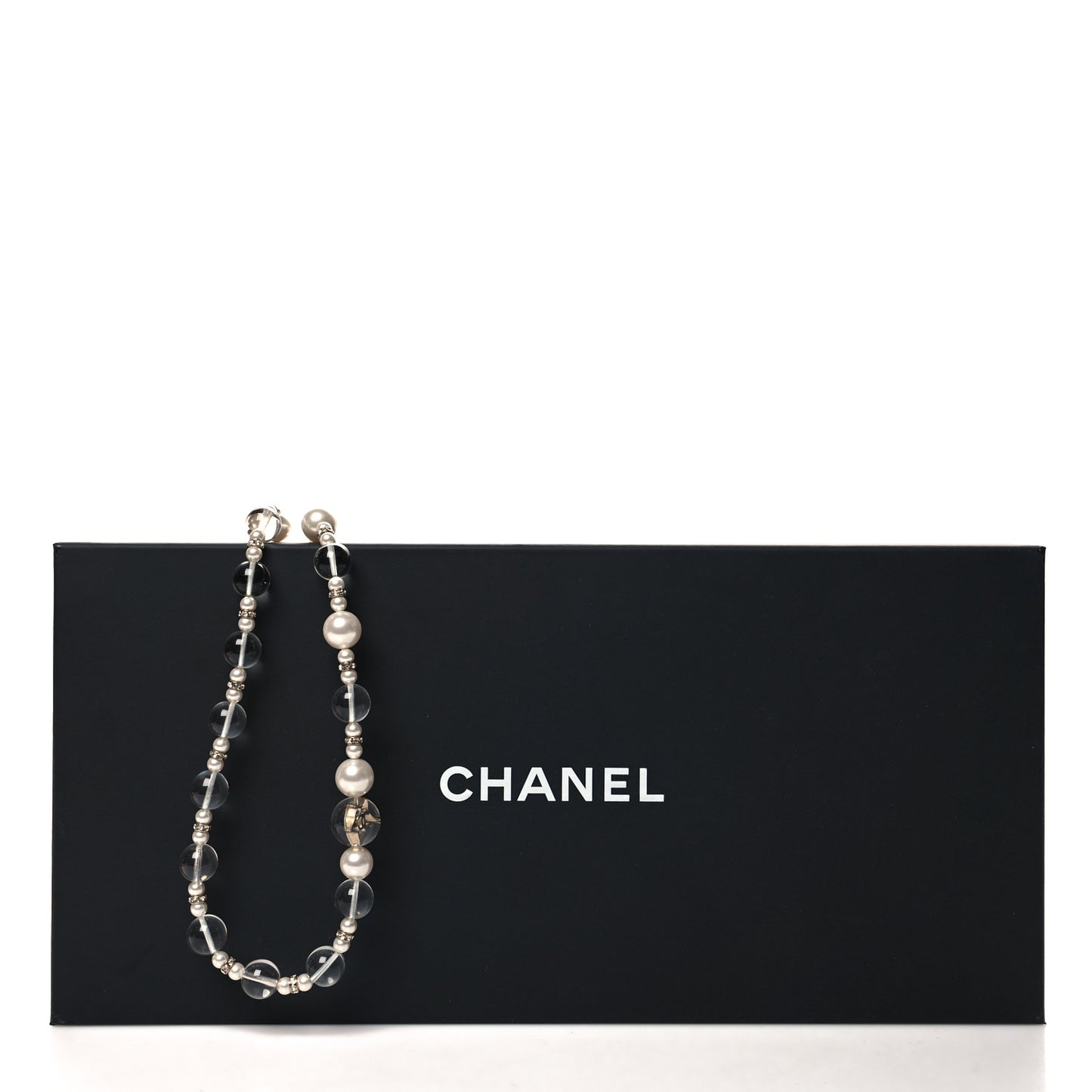 Resin Pearl Crystal Flora On Ice Necklace Golden Pearly White Transparent