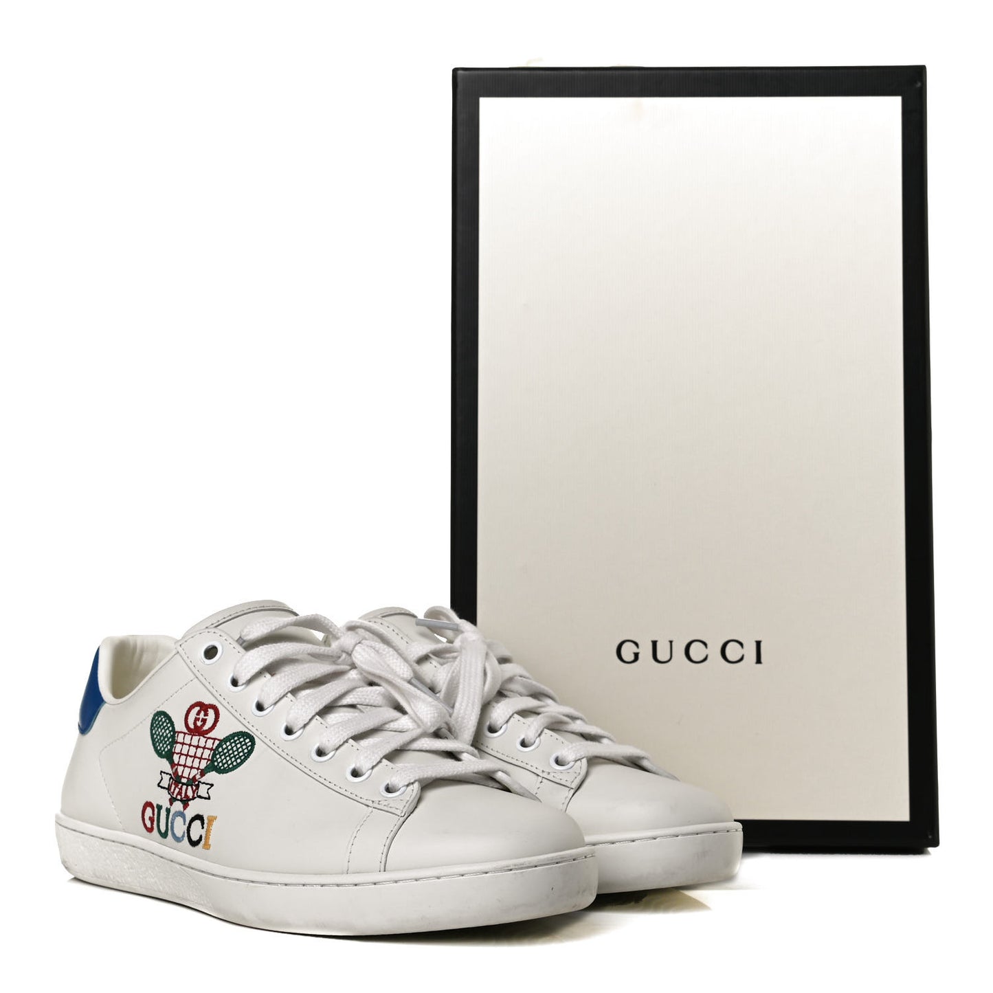 Calfskin Miro Soft Tennis Embroidered Womens Ace Sneakers 39 White Rio Blue