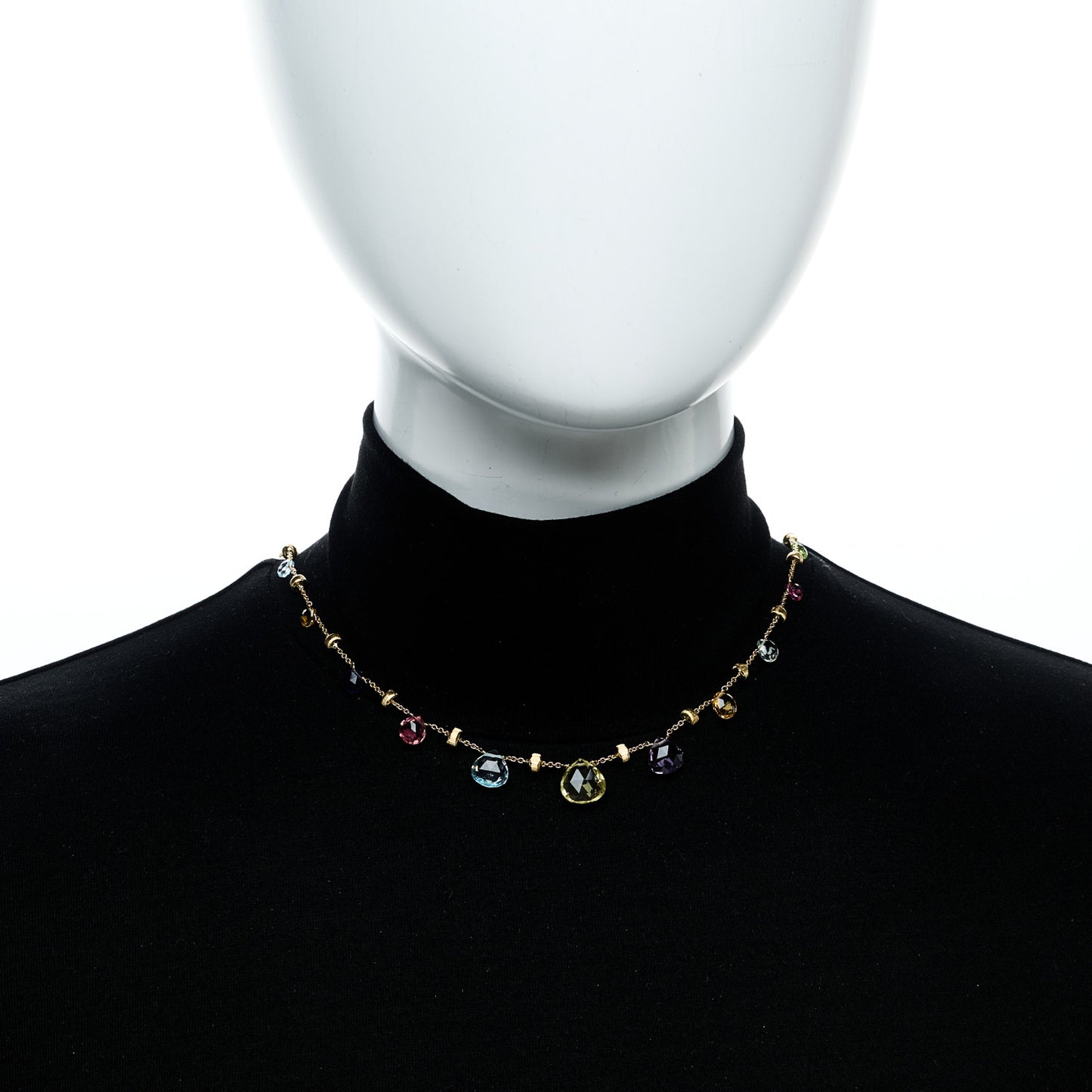 18K Yellow Gold Multi Gemstone Paradise Station Necklace