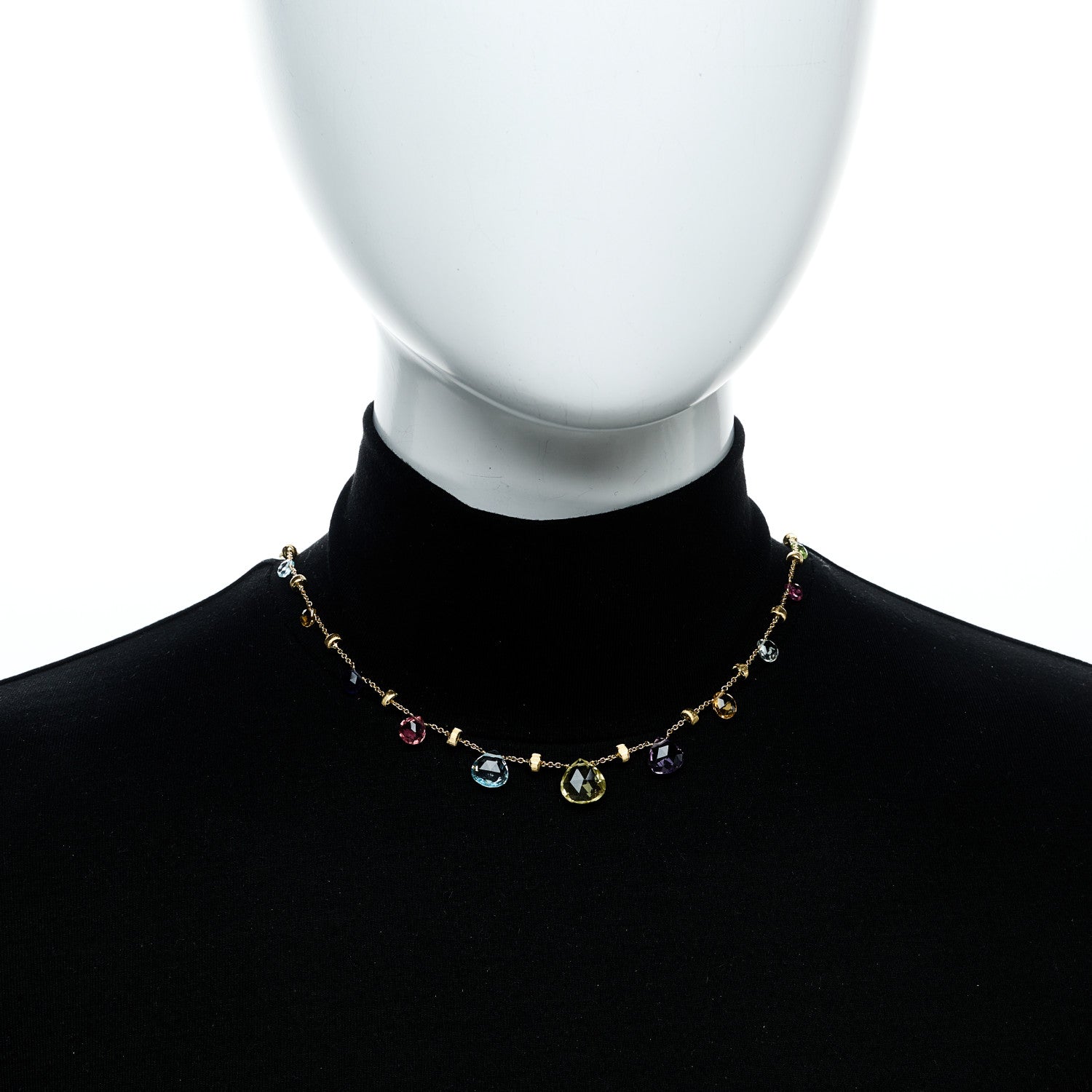 Marco Bicego 18K Yellow Gold Multi Gemstone Paradise Station Necklace 2 of 5