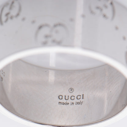 Gucci 18K White Gold 9mm Icon Band Ring 7.5 4 of 5