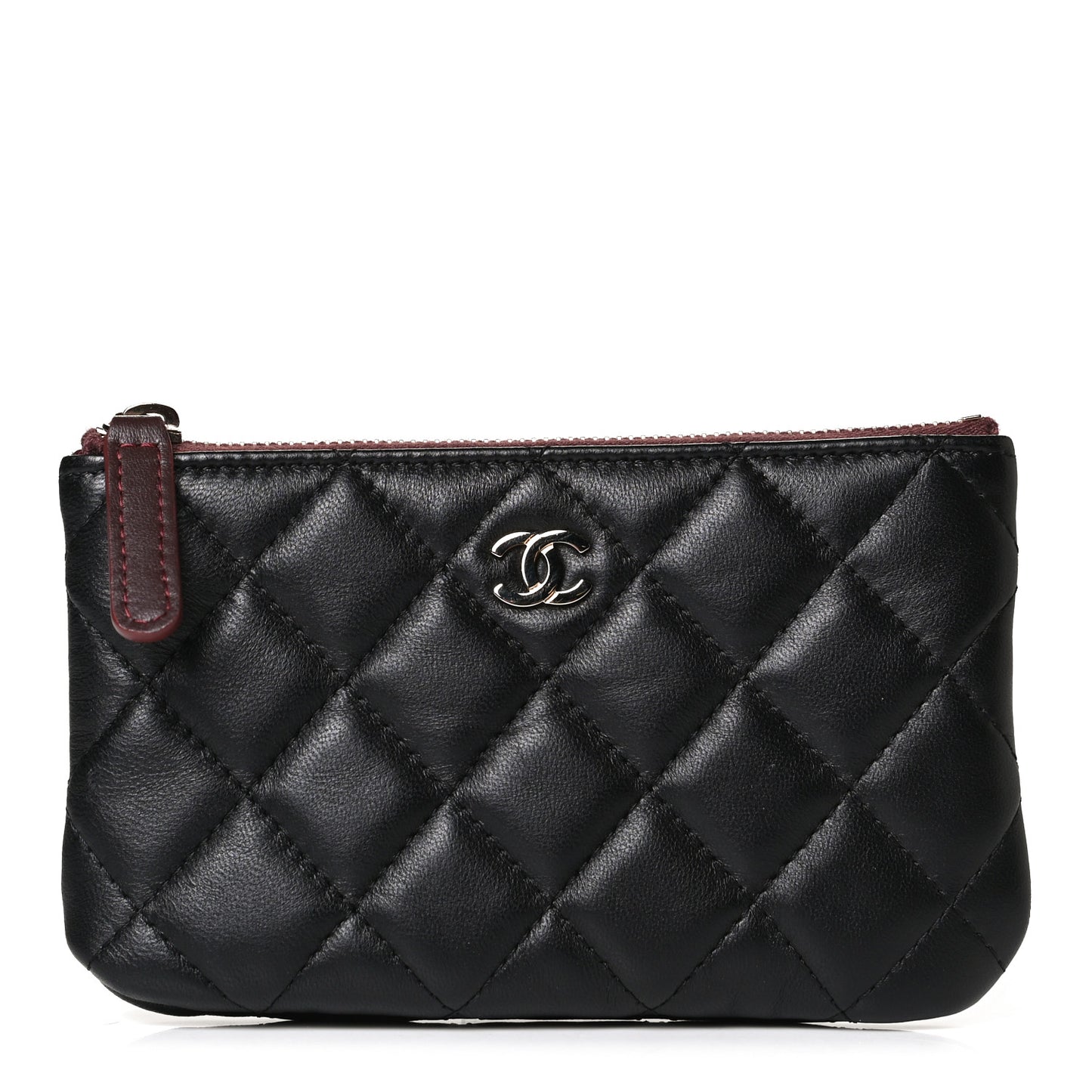 Lambskin Quilted Small Cosmetic Case Black
