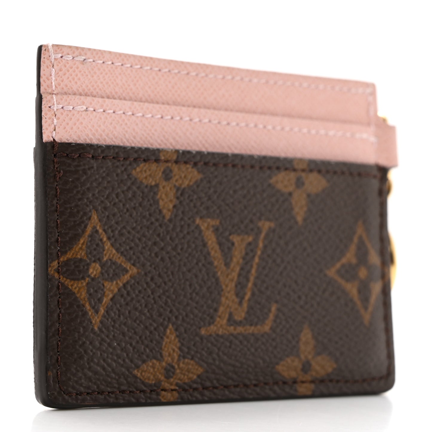 Monogram LV Charms Card Holder Rose Ballerine
