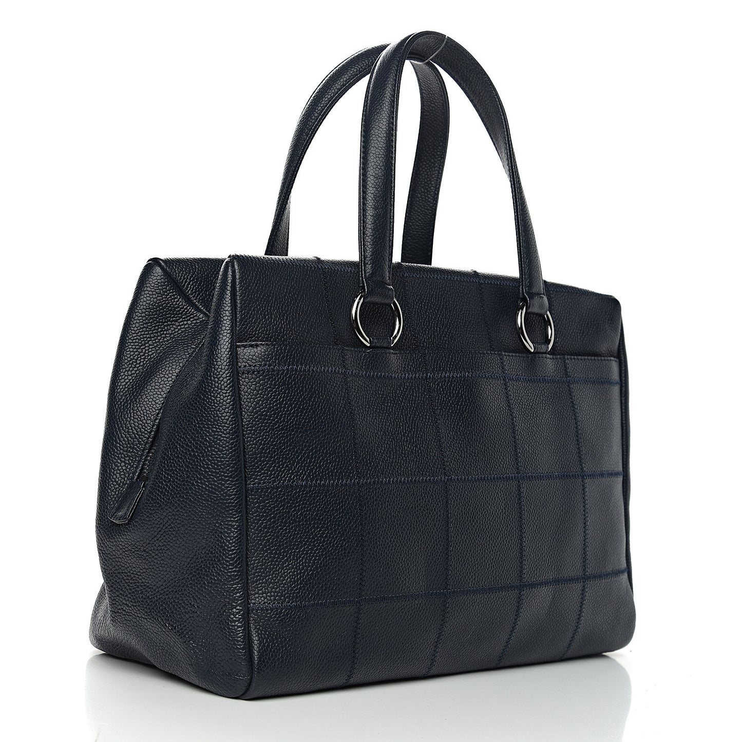 Caviar Square Stitched Satchel Navy