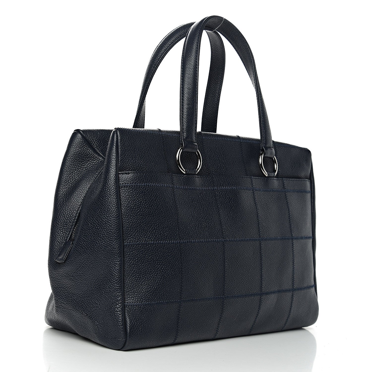 Chanel Caviar Square Stitched Satchel Navy 2 of 9