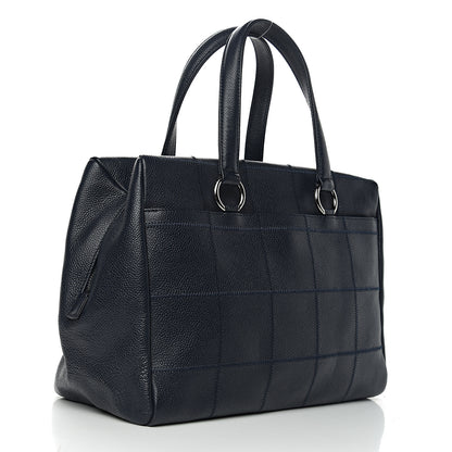 Chanel Caviar Square Stitched Satchel Navy 2 of 9