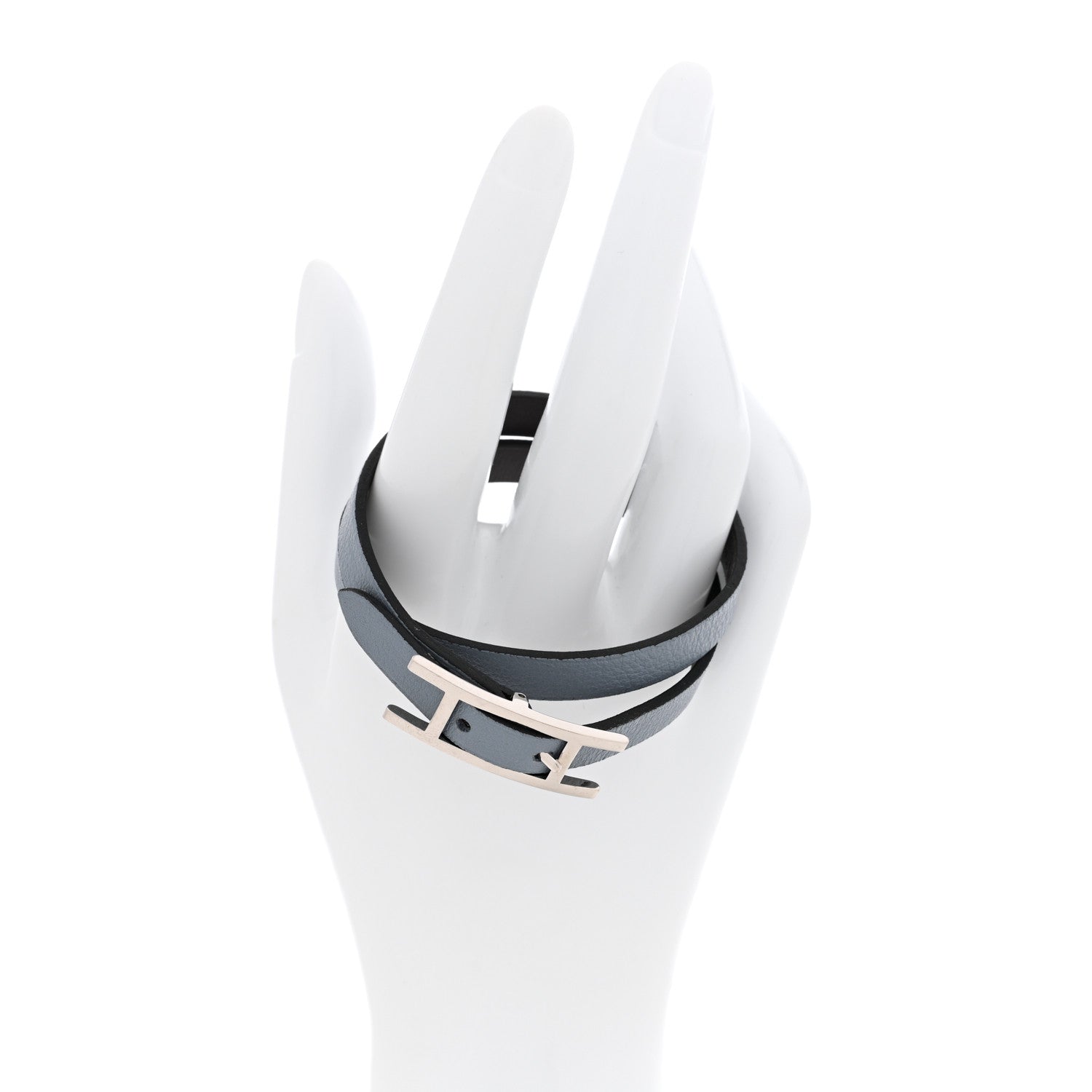 Hermes Swift Behapi Double Tour Bracelet Bleu Lin Chocolate 2 of 5