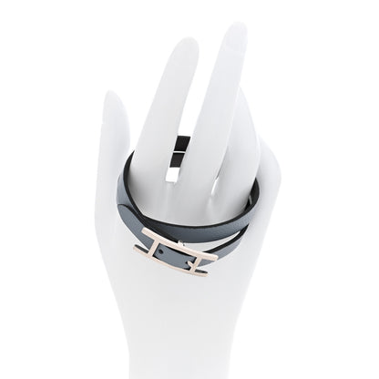 Hermes Swift Behapi Double Tour Bracelet Bleu Lin Chocolate 2 of 5