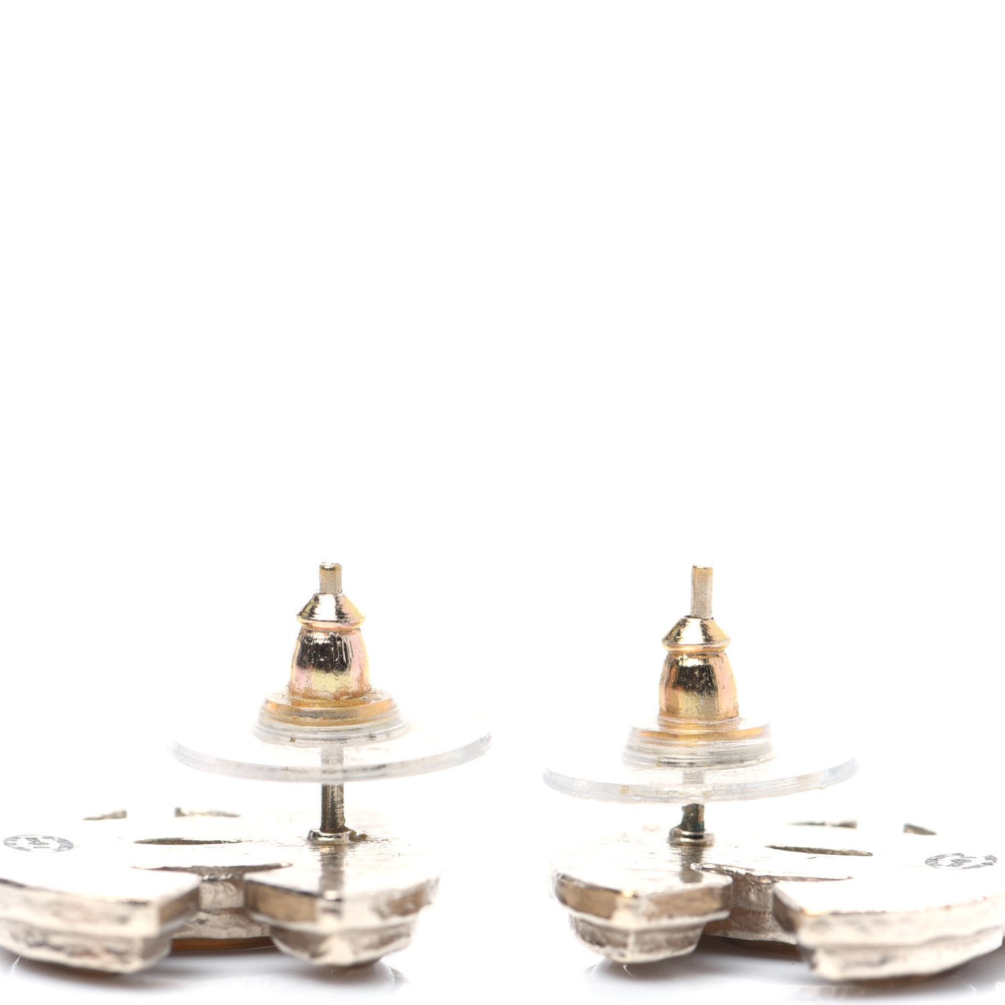 Enamel CC Earrings Gold Light Gold