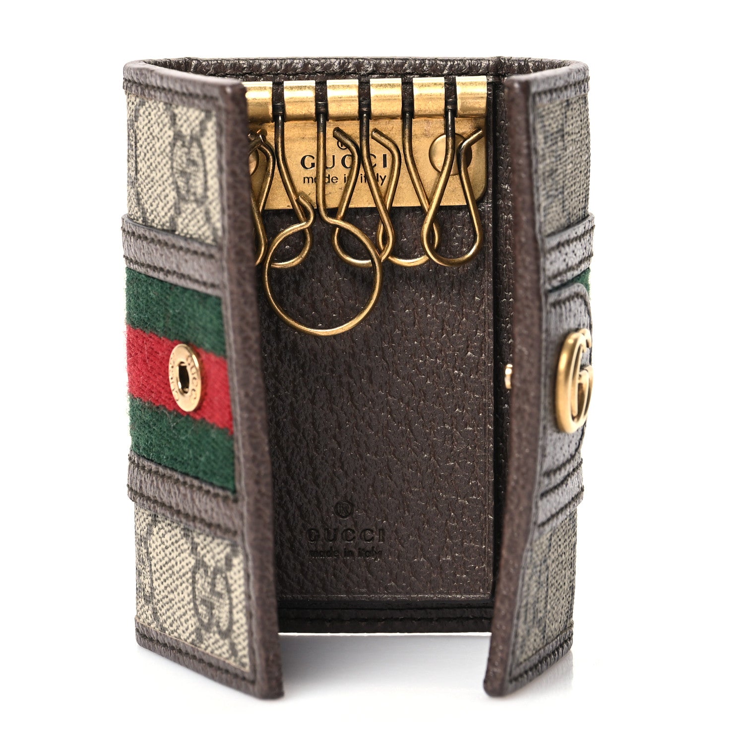 Gucci GG Supreme Monogram Web Ophidia 6 Key Holder Case Beige New Acero 5 of 11