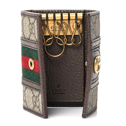 Gucci GG Supreme Monogram Web Ophidia 6 Key Holder Case Beige New Acero 5 of 11