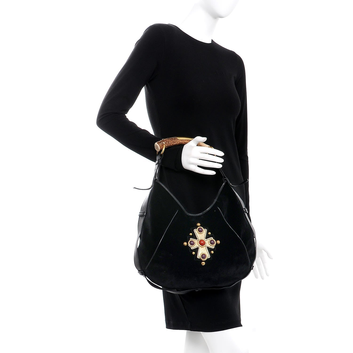 Saint Laurent Velvet Beaded Mombasa Black 2 of 17