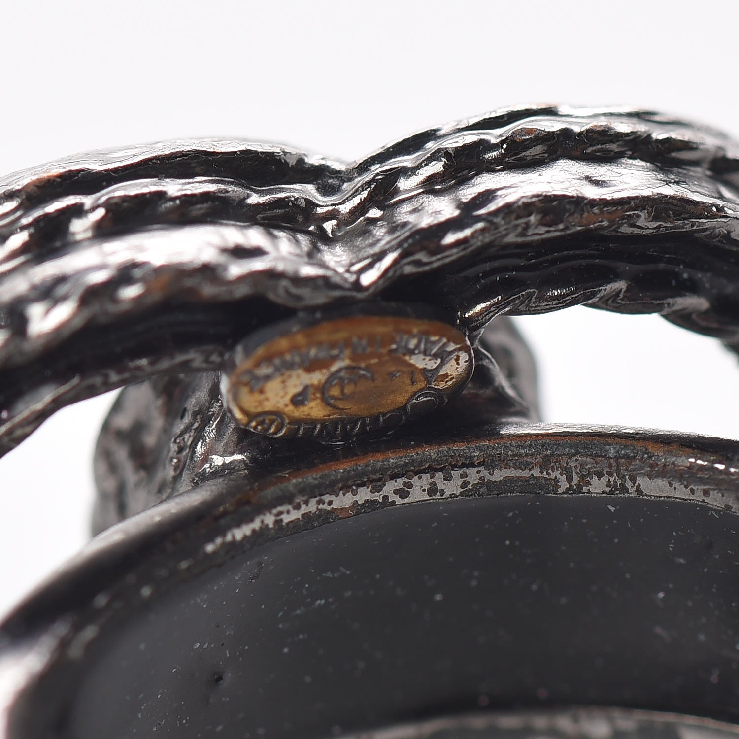 Chanel Ruthenium Crystal CC Ring 5.5 Black 5 of 6