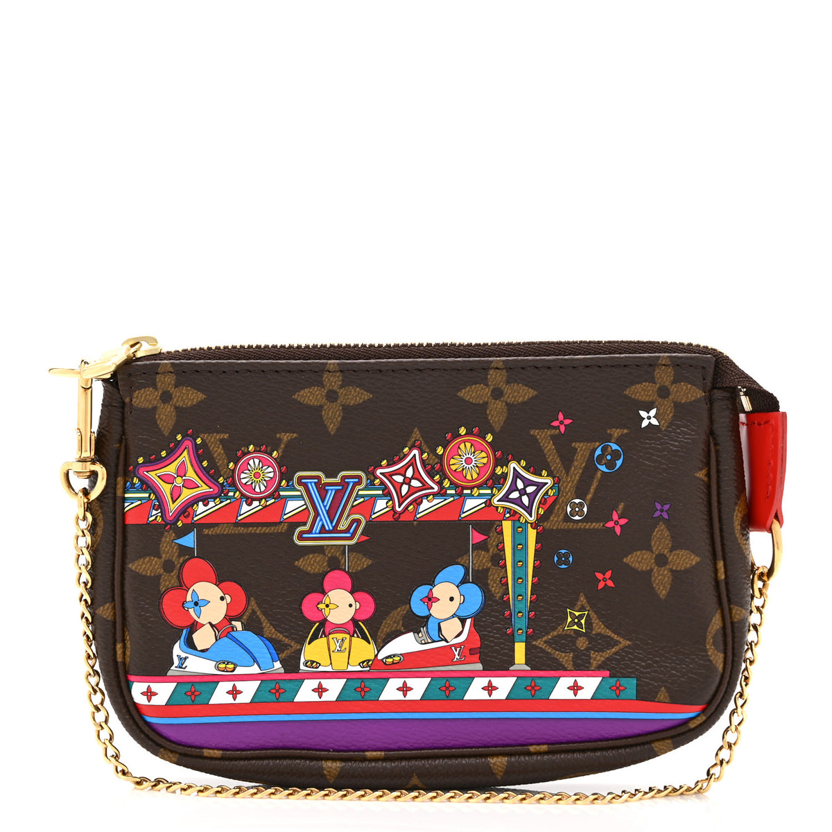 Monogram 2020 Christmas Animation Bumper Cars Mini Pochette Accessories Coquelicot