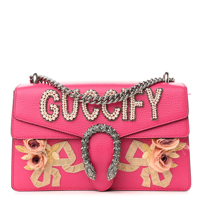 Gucci Pebbled Calfskin Embellished Guccify Small Dionysus Shoulder Bag Rosa 1 of 10