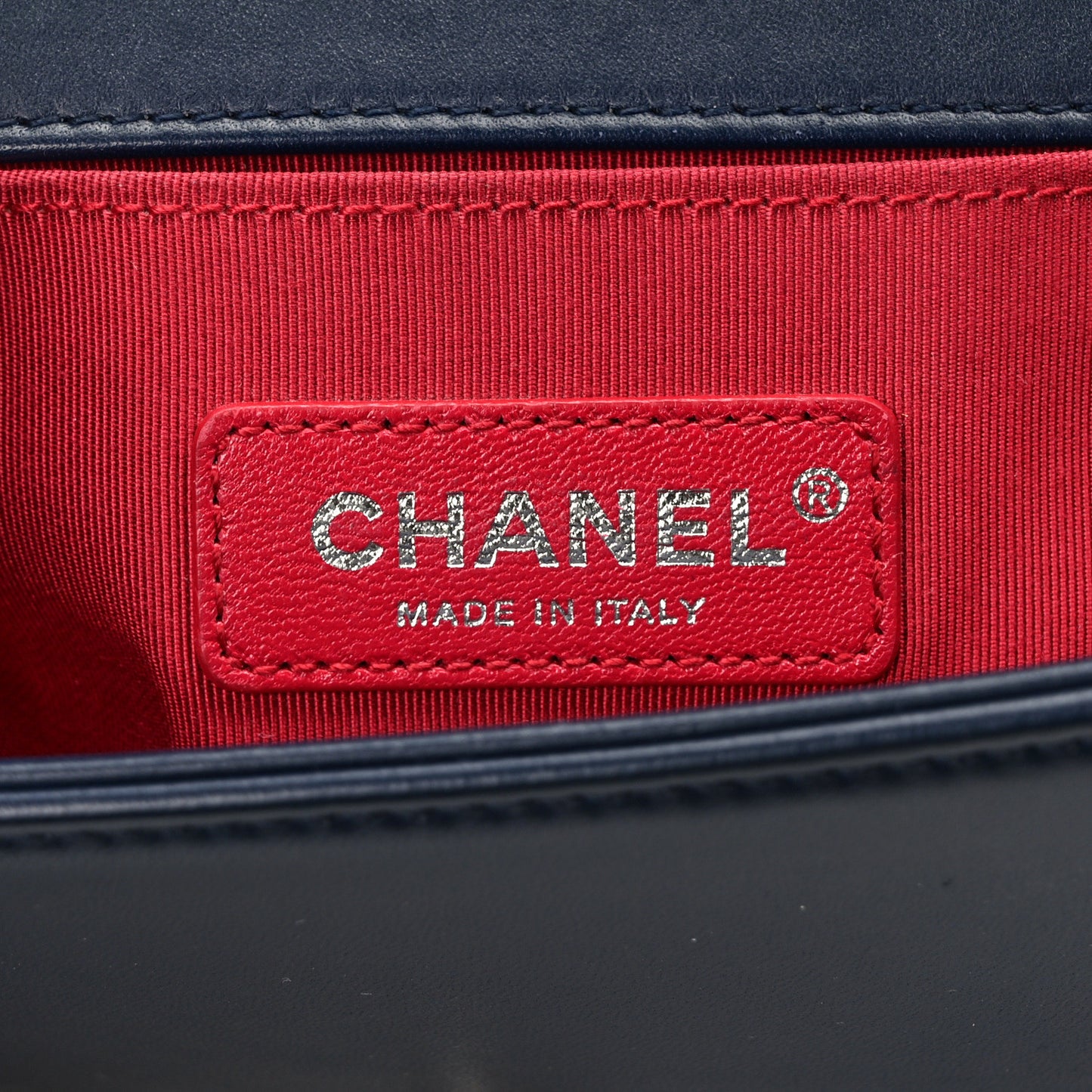 Lambskin Tweed Chevron Small Boy Flap Navy Blue