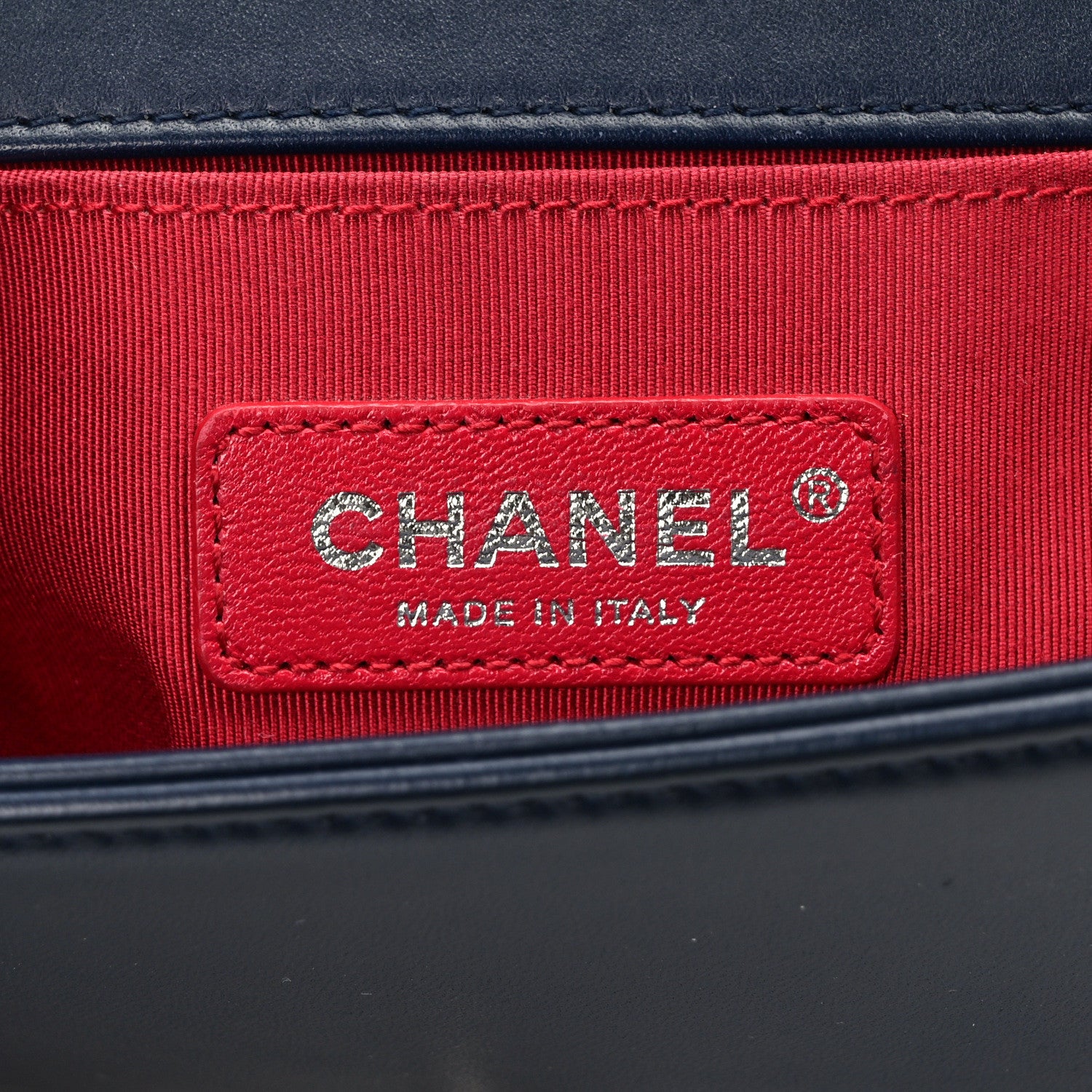 Chanel Lambskin Tweed Chevron Small Boy Flap Navy Blue 6 of 12