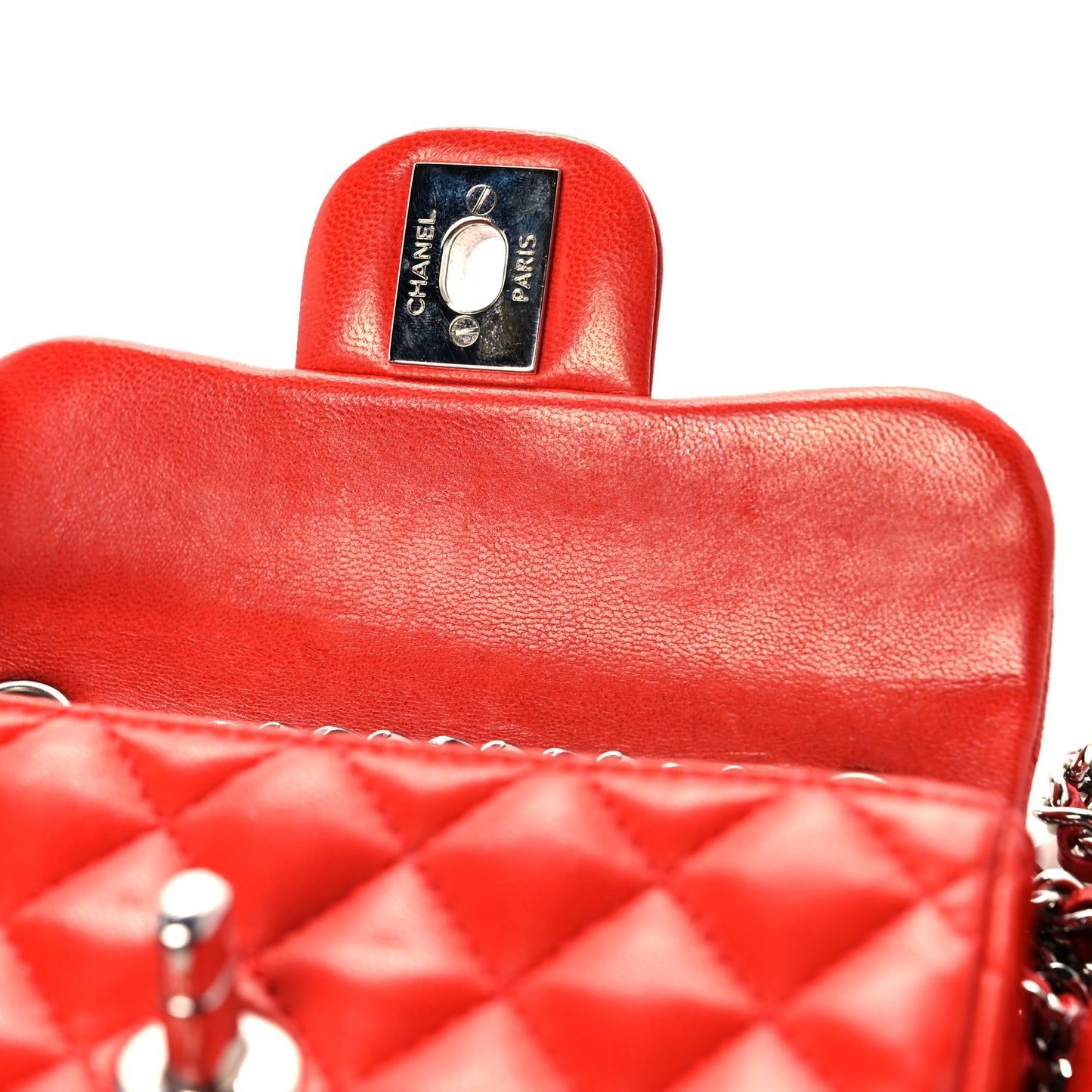 Lambskin Quilted Double Mini Flap Crossbody Red