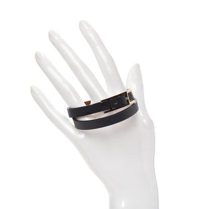 Hermes Chamonix Behapi Double Tour Bracelet T2 Black Gold 2 of 6