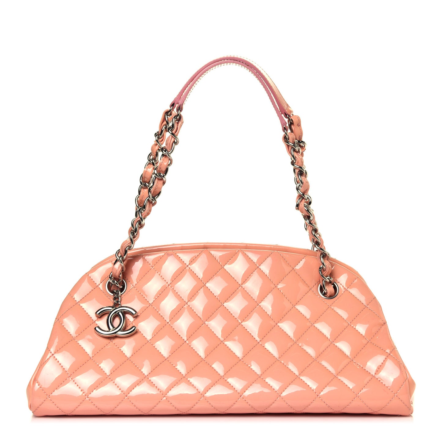 Patent Quilted Medium Just Mademoiselle Bowling Bag Pink