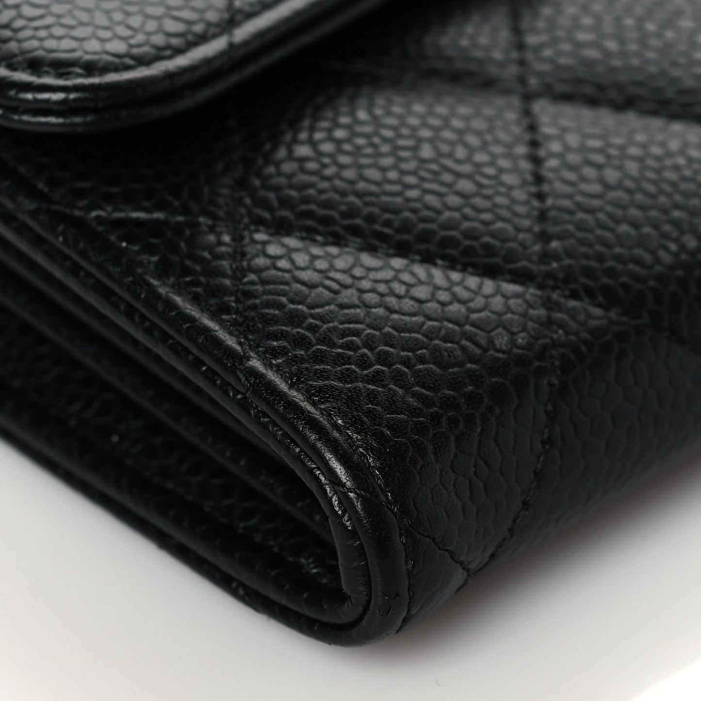 Caviar Quilted Large Gusset Flap Wallet Black