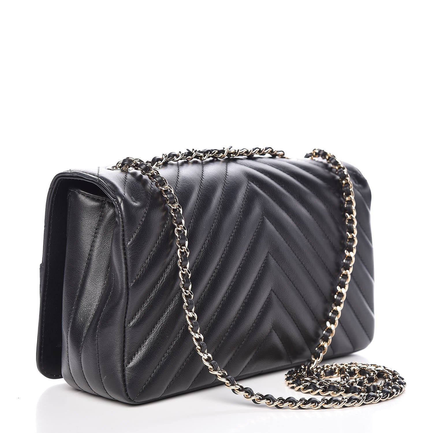 Chanel Calfskin Chevron Quilted Statement Flap Black 3 of 10