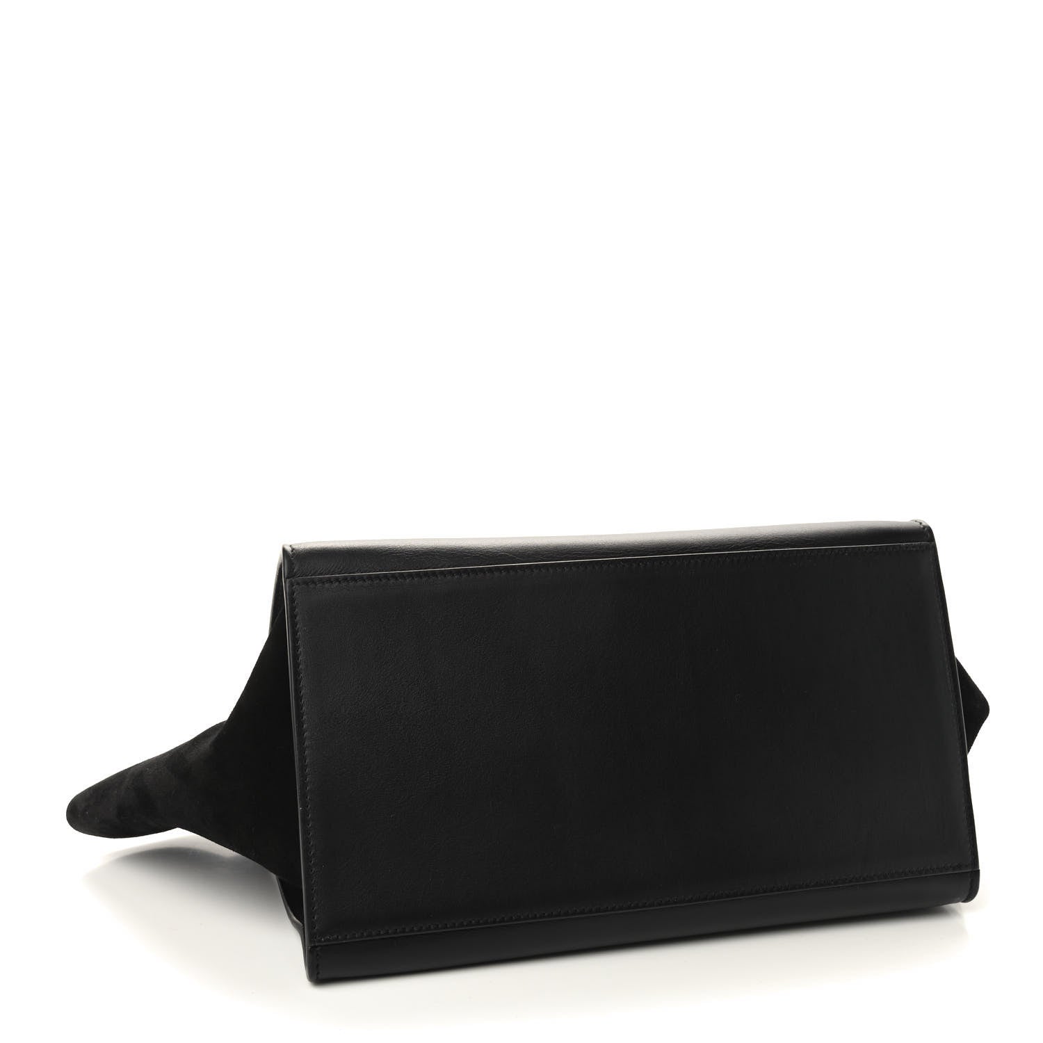 Celine Crocodile Embossed Calfskin Suede Medium Trapeze Black 4 of 10