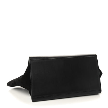 Celine Crocodile Embossed Calfskin Suede Medium Trapeze Black 4 of 10