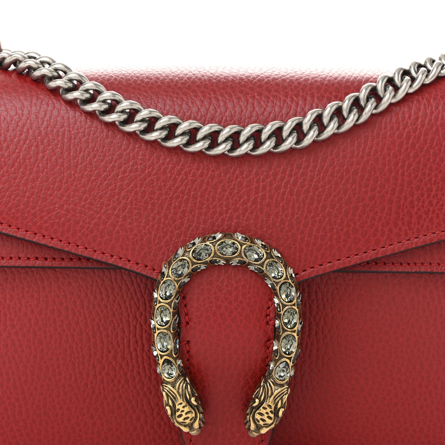 Dollar Calfskin Swarovski Crystal Small Dionysus Shoulder Bag Hibiscus Red
