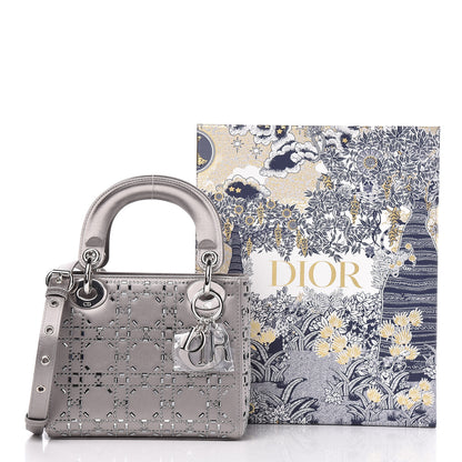 Christian Dior Satin Crystal Cannage Mini Lady Dior Gray 9 of 9