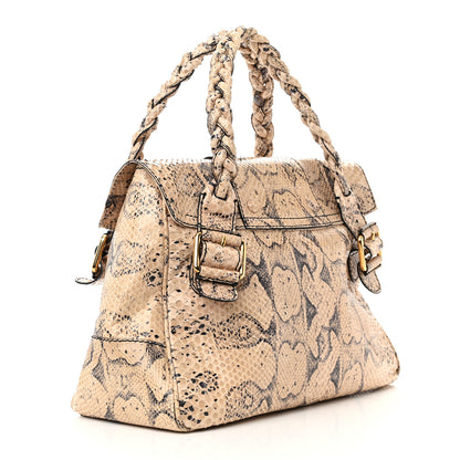 Valentino Garavani Snakeskin Braided Satchel Beige 3 of 11