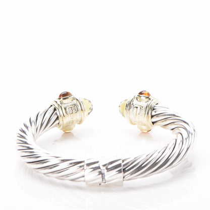 David Yurman Sterling Silver 14K Yellow Gold Peridot Citrine 10mm Cable Renaissance Bracelet 3 of 5