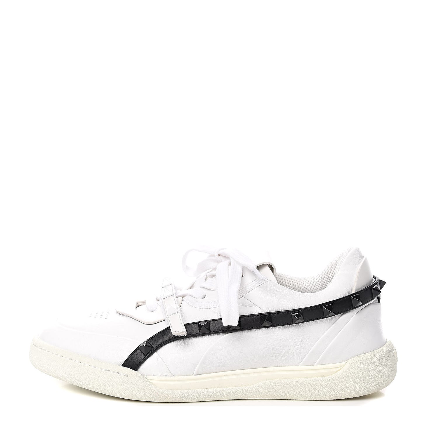 Calfskin Womens Rockstud Armour Sneakers 37 White