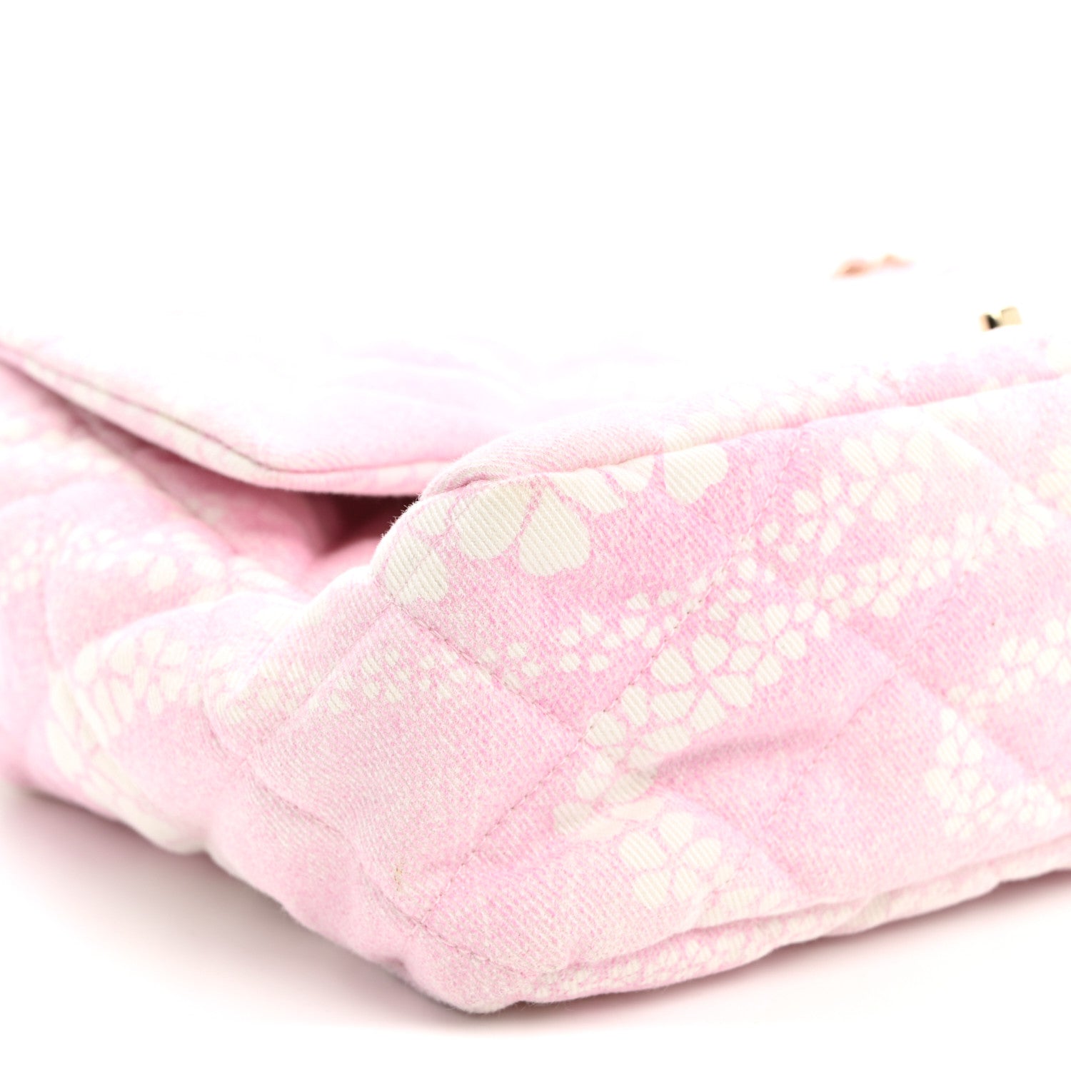Chanel Printed Denim Quilted Maxi Single Flap Bag Pink White 9 of 10