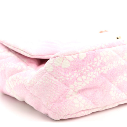 Chanel Printed Denim Quilted Maxi Single Flap Bag Pink White 9 of 10
