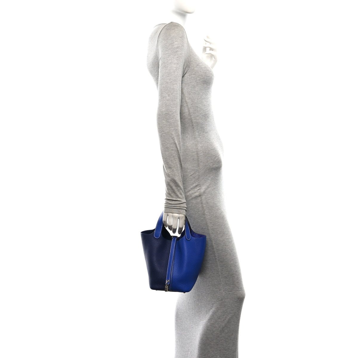 Hermes Taurillon Clemence Casaque Picotin Lock 18 PM Bleu Electrique Bleu Encre 2 of 13