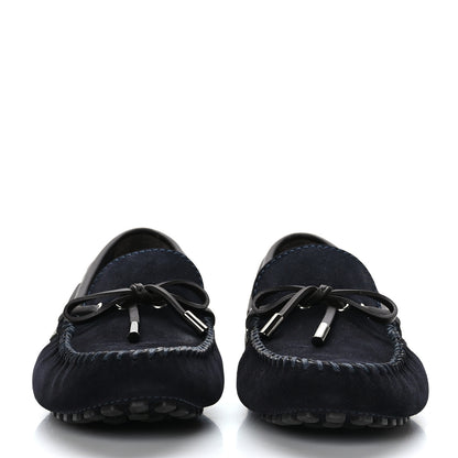 Louis Vuitton Suede Mens Arizona Car Shoe Moccasin Loafers 7 Marine 2 of 7