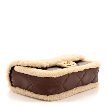 Chanel Shearling Lambskin Quilted Furry Coco Flap Beige Dark Brown 4 of 12