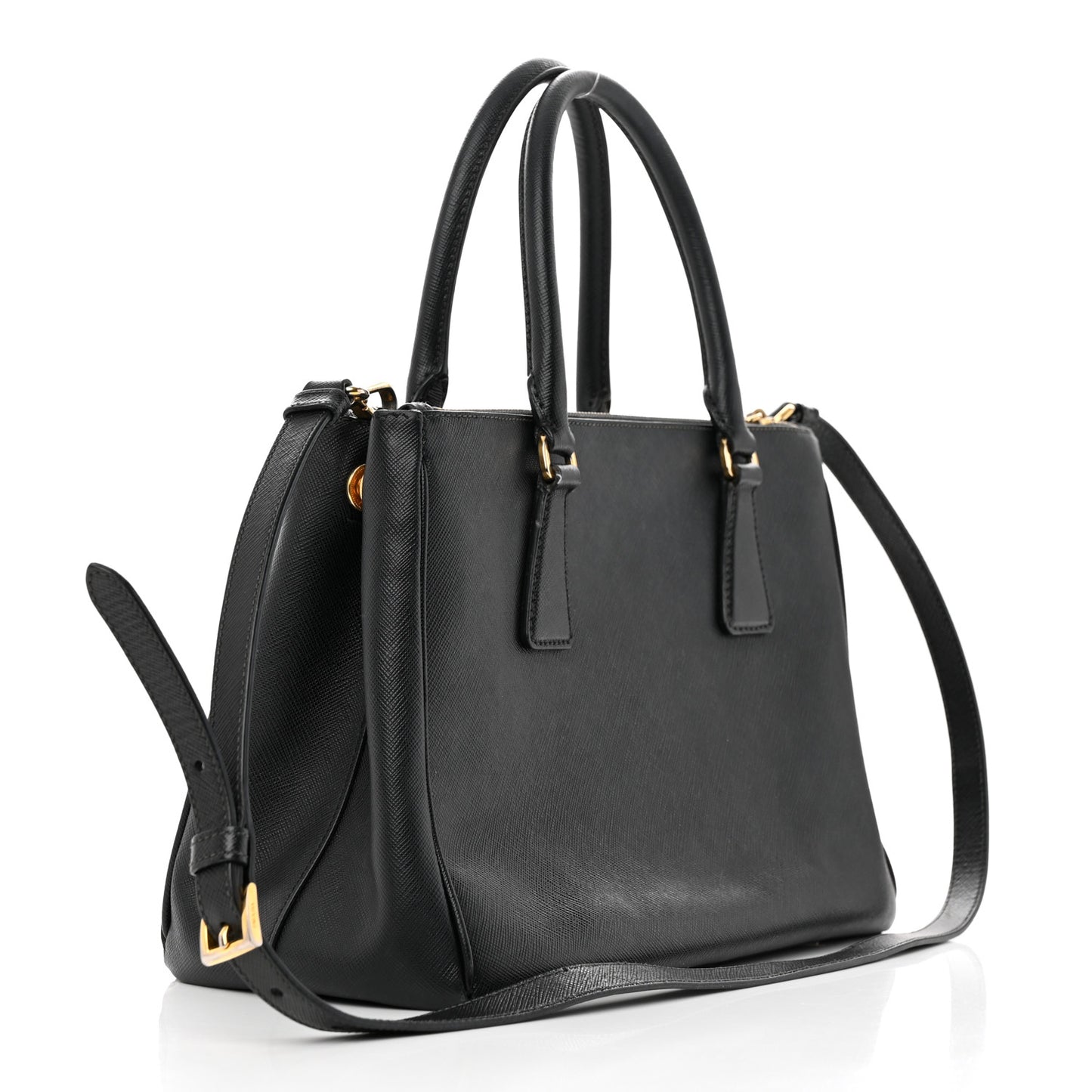 Saffiano Medium Galleria Double Zip Tote Black