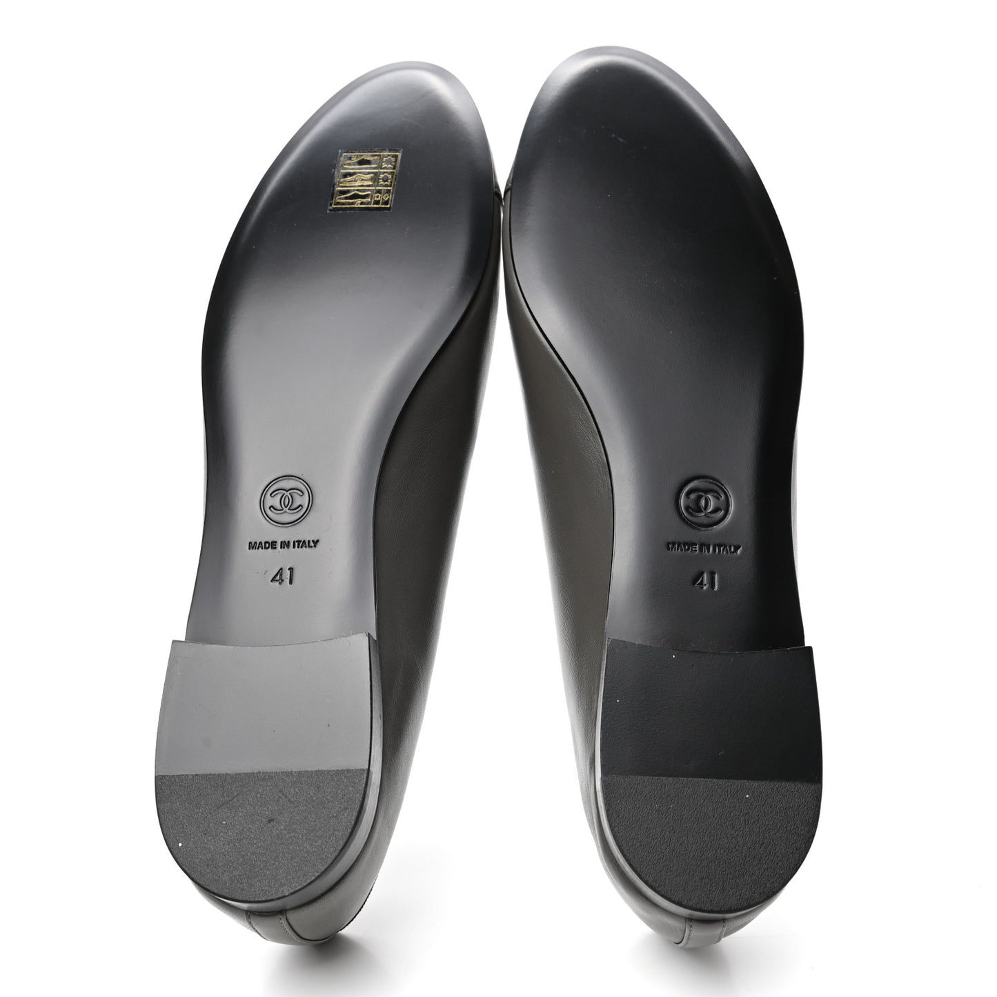 Lambskin Cap Toe CC Ballerina Flats 41 Dark Grey