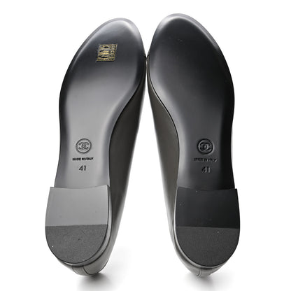 Chanel Lambskin Cap Toe CC Ballerina Flats 41 Dark Grey 5 of 8
