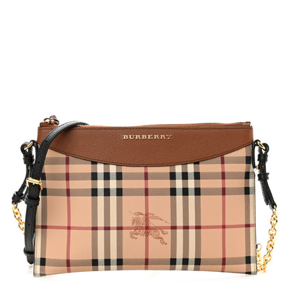 Burberry Haymarket Check Peyton Crossbody Clutch Bag Toffee 1 of 11