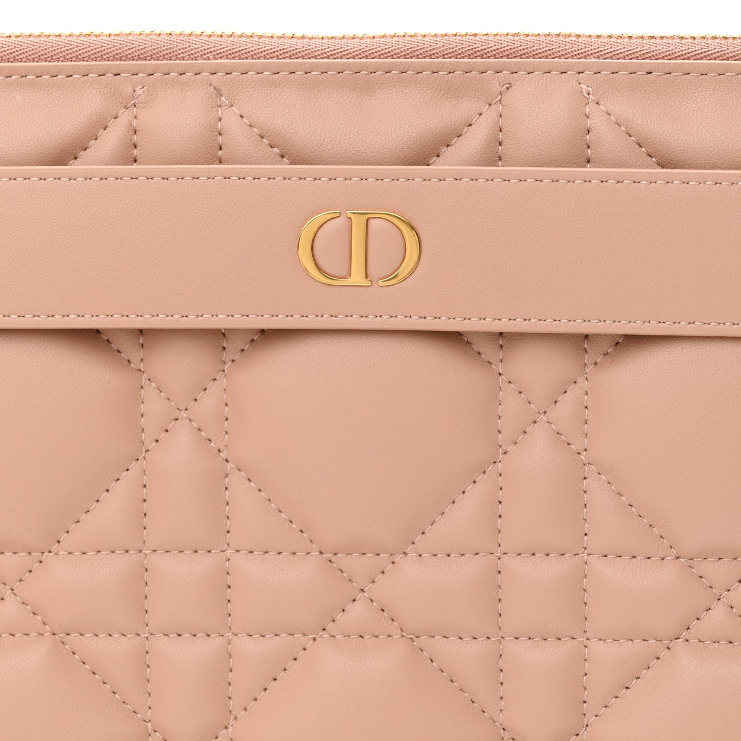 Lambskin Macrocannage Large Caro D-Every Pouch Rose Des Vents