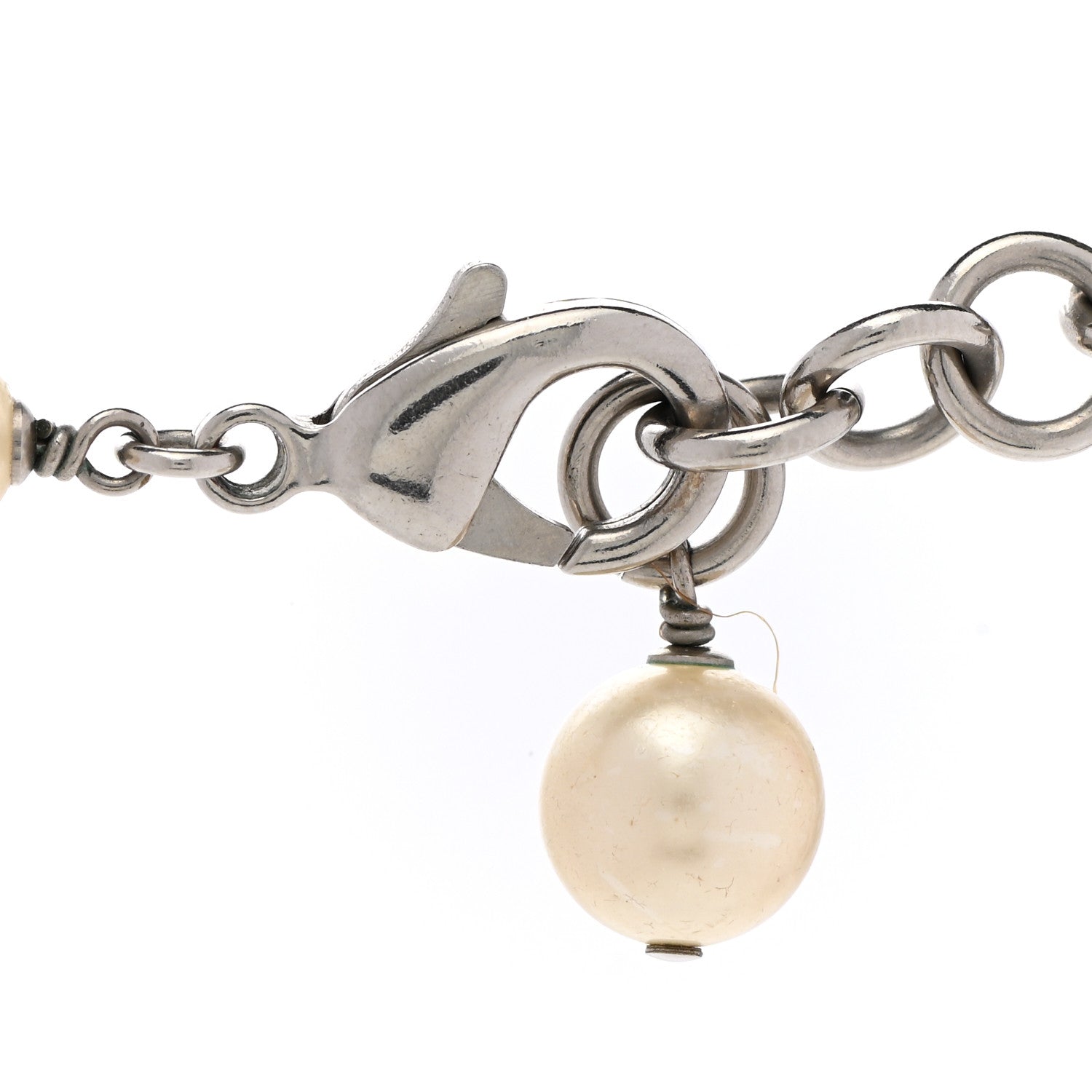 Chanel Pearl Beaded Star CC Long Necklace Silver 4 of 6