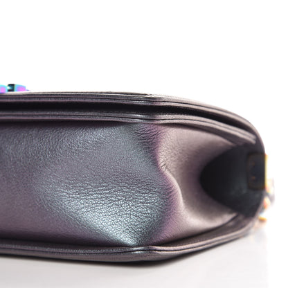 Chanel Iridescent Goatskin Quilted Medium Boy Flap Purple 10 of 11