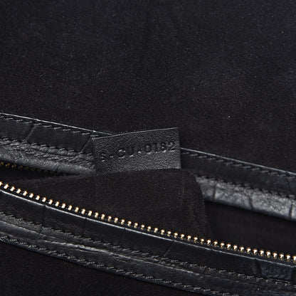 Celine Calfskin Crocodile Embossed Medium Phantom Luggage Black 7 of 10