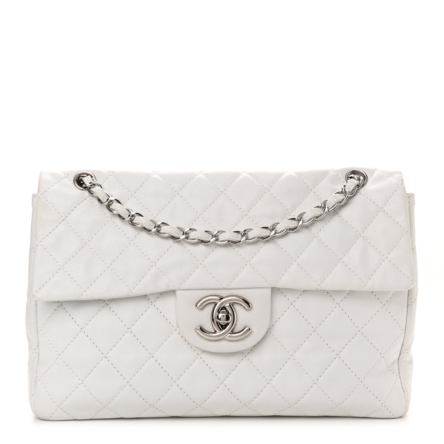 Caviar Quilted Maxi Single Flap White