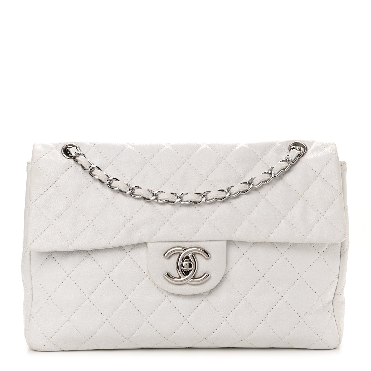 Chanel Caviar Quilted Maxi Single Flap White 1 of 17